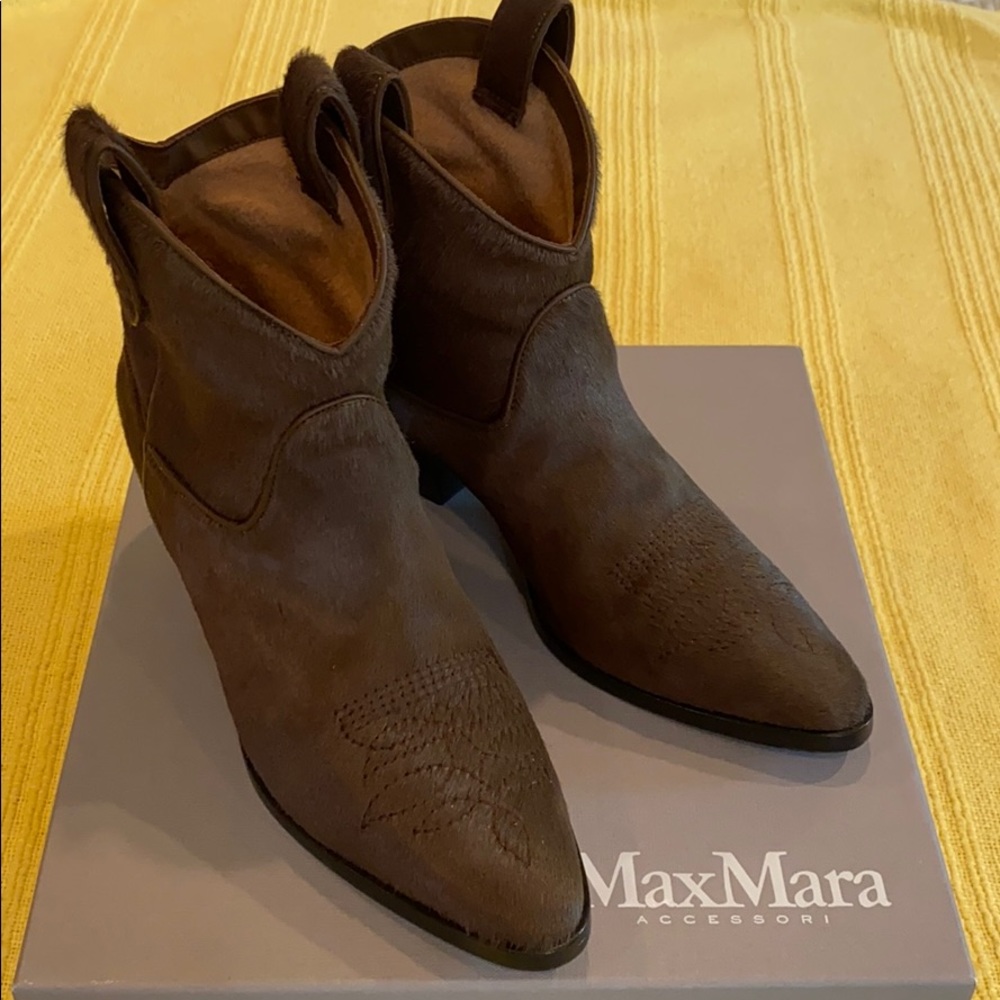 Max Mara ATRI Tobacco Brown Calf ankle boots 38